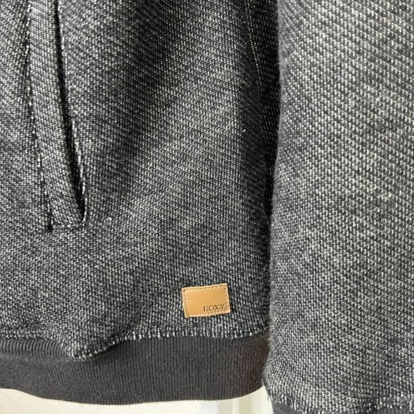 Roxy Marsupial Cowl-neck Heathered Black Pullover Terry like lining, Large - Picture 4 of 16